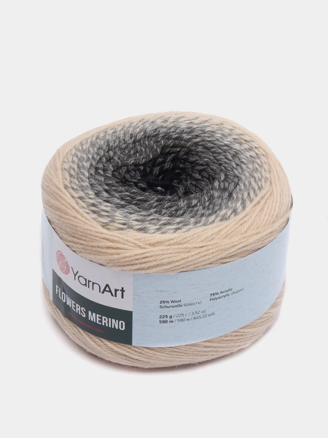 Бежевый пряжа Yarnart Flowers Merino, 590 м, 225 г