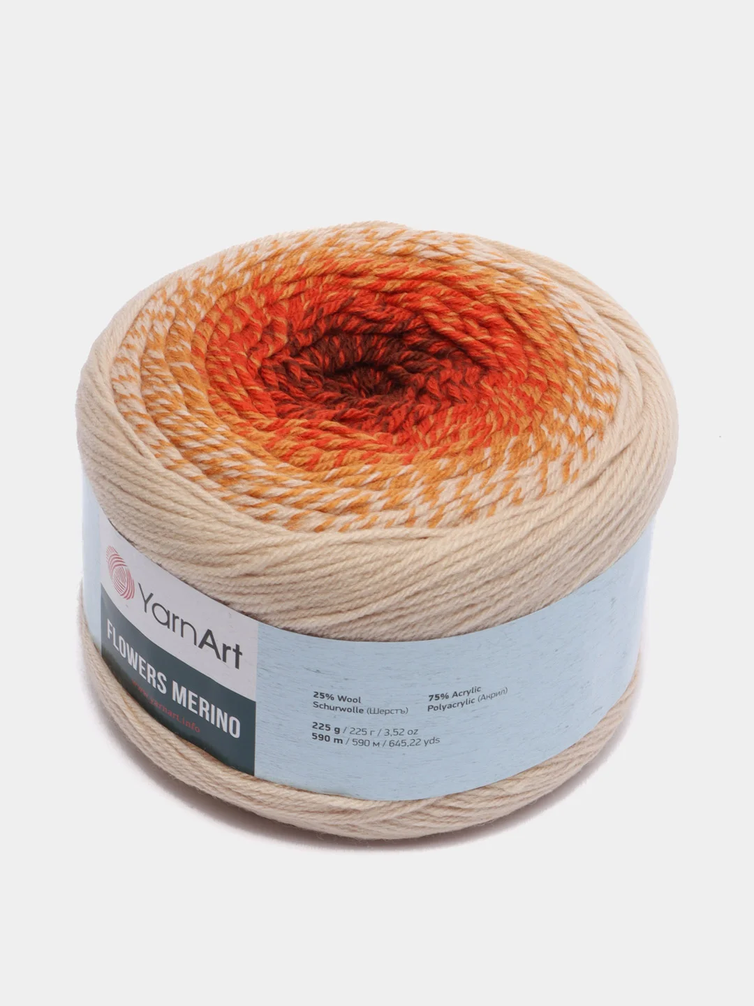 Кремовый пряжа Yarnart Flowers Merino, 590 м, 225 г