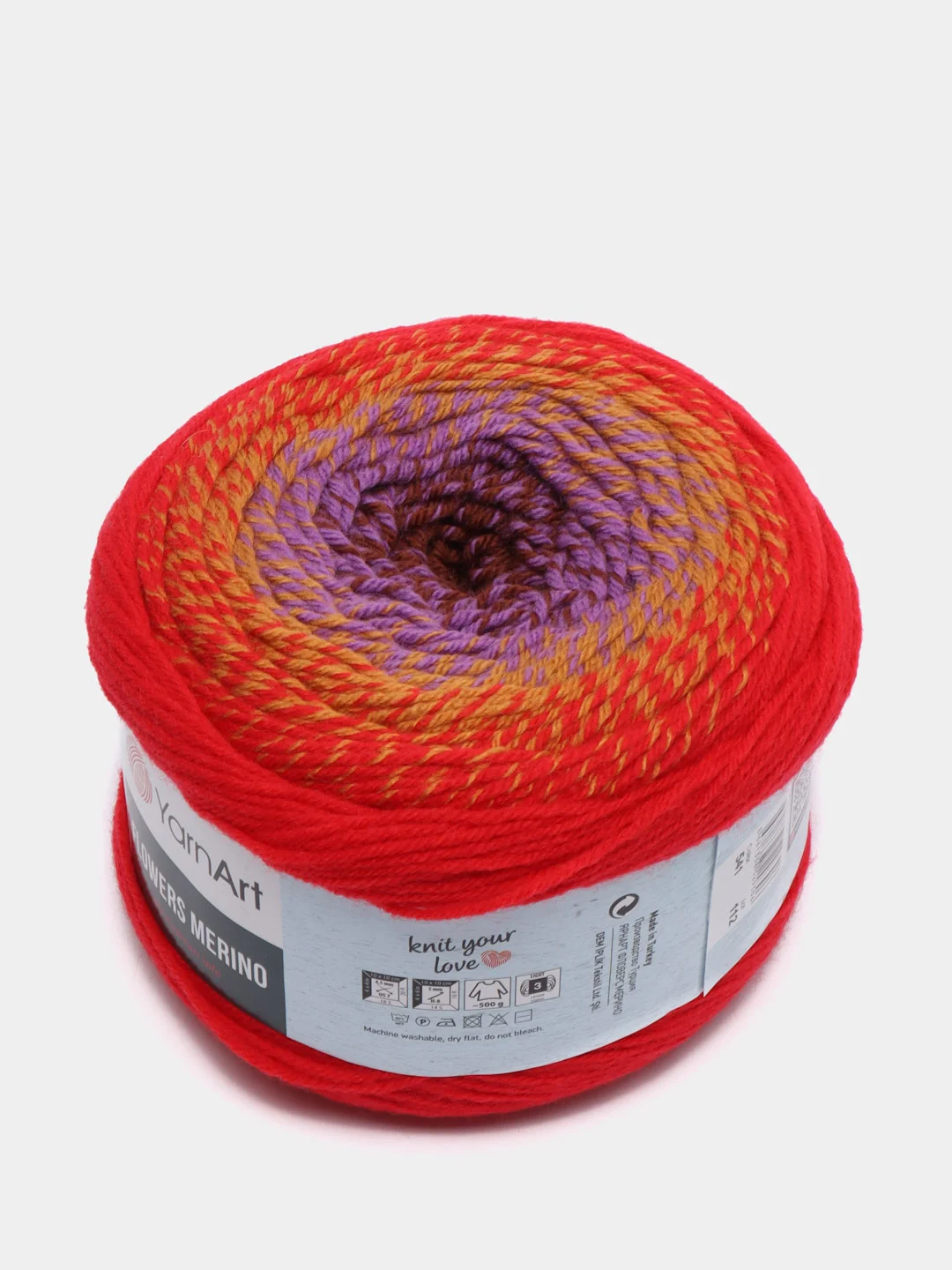 Красный пряжа Yarnart Flowers Merino, 590 м, 225 г