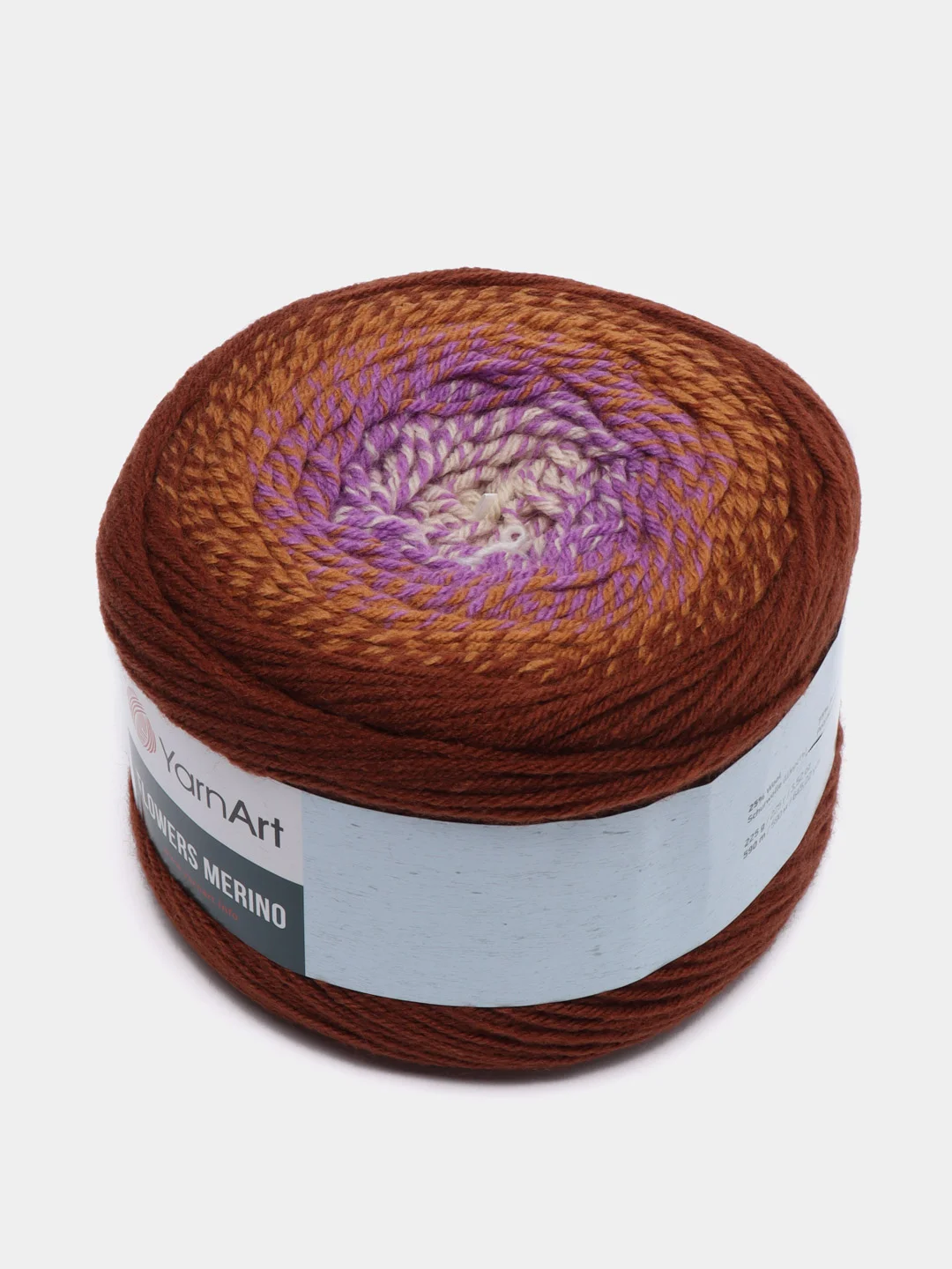 Коричневый пряжа Yarnart Flowers Merino, 590 м, 225 г