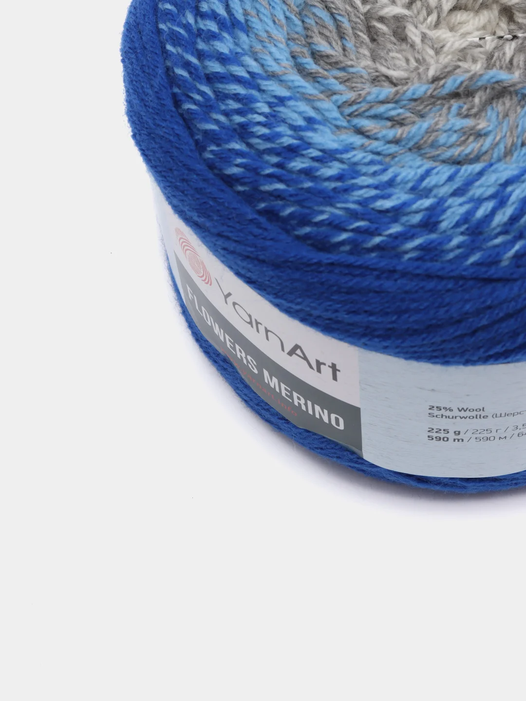 Синий пряжа Yarnart Flowers Merino, 590 м, 225 г