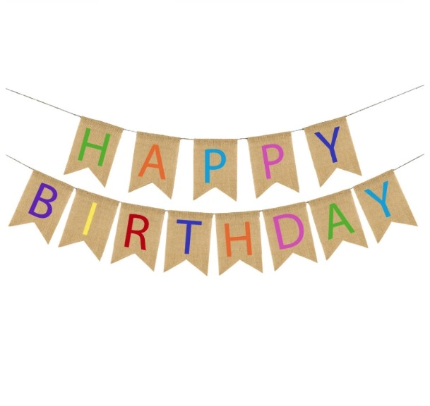 Праздничная гирлянда "Happy birthday" из джута