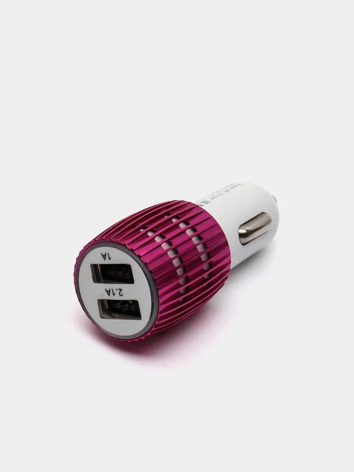 Тёмно-розовый usb - зарядник в прикуриватель авто