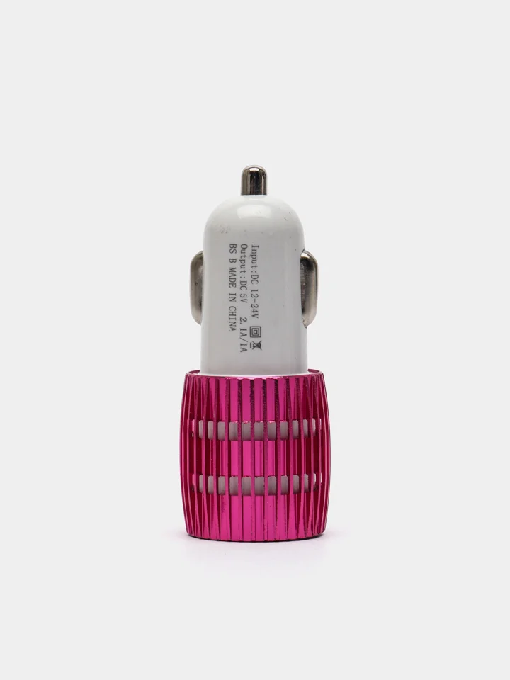 Тёмно-розовый usb - зарядник в прикуриватель авто