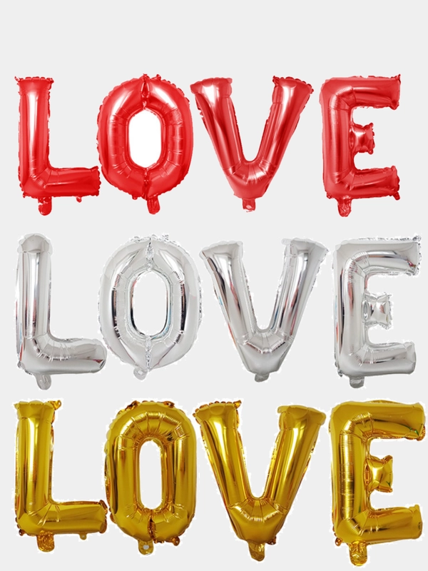 Воздушный шар надпись "Love" (Любовь), фольгированный,40 см