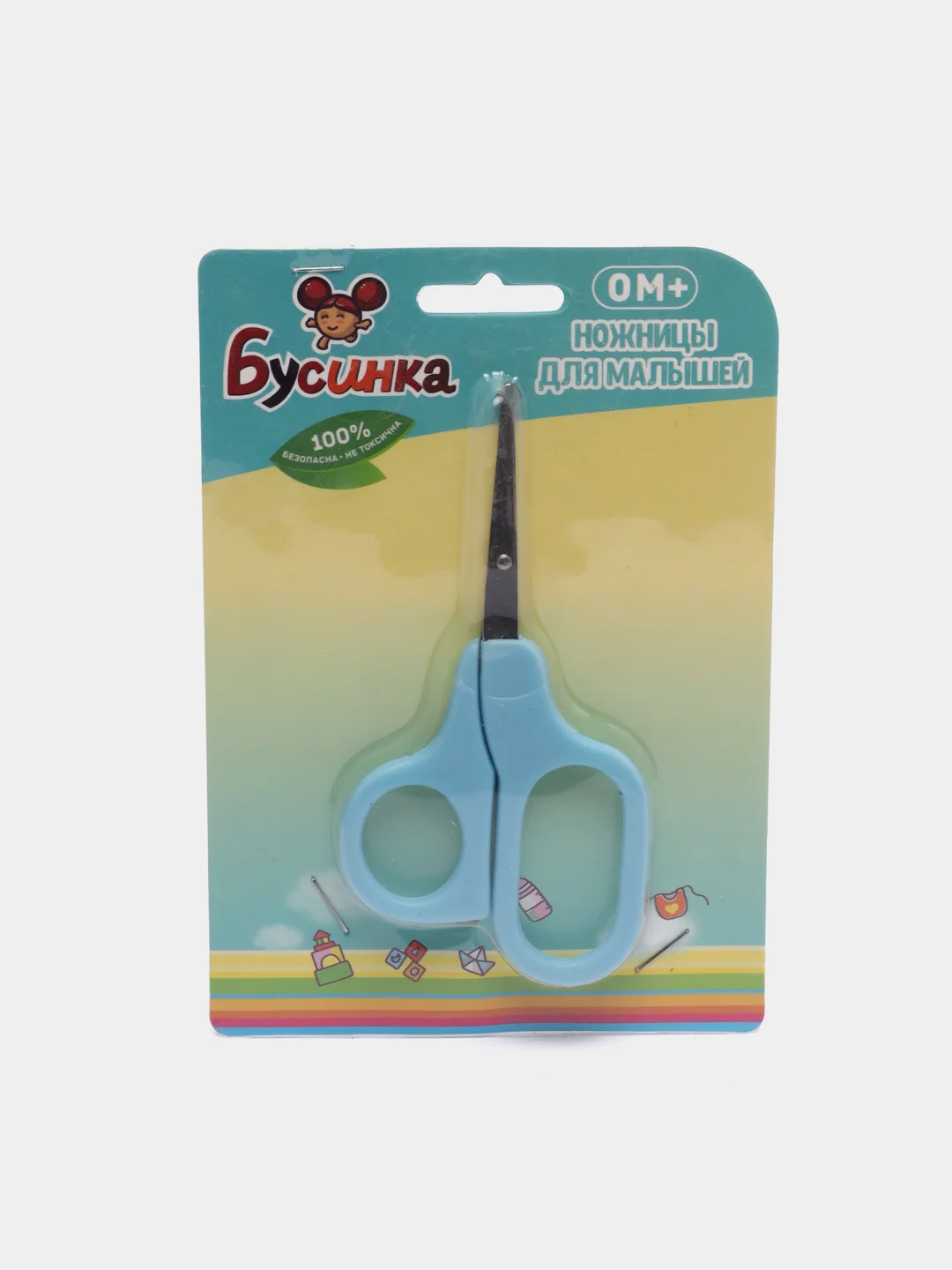 Небесно-голубой ножницы детские 0М+ "Бусинка",арт 1002