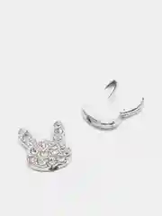 Серебряный кабошоны "Зайчик", 5 шт, 11х16 мм