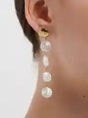 Золотой серьги с жемчугом Xuping, вечерние, длинные