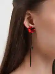 Алый серьги KPOP "Цветок вечности", 925