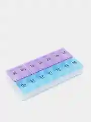 Фиолетовый бокс для таблеток, 14 отсеков, 18,5 х 9 см