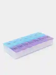 Фиолетовый бокс для таблеток, 14 отсеков, 18,5 х 9 см