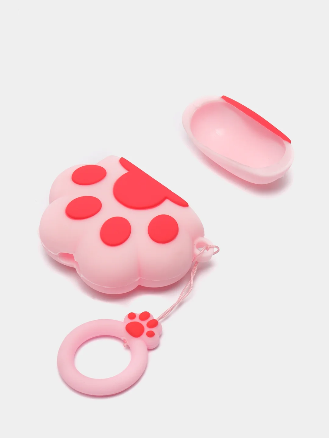 Розовый чехол для наушников Apple AirPods 1/2, кейс для наушников с карабином, аирподс