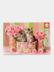 Пазл 500 деталей "Котята с розами"