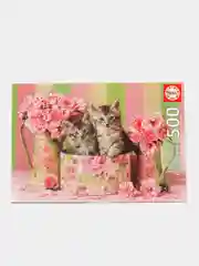 Пазл 500 деталей "Котята с розами"