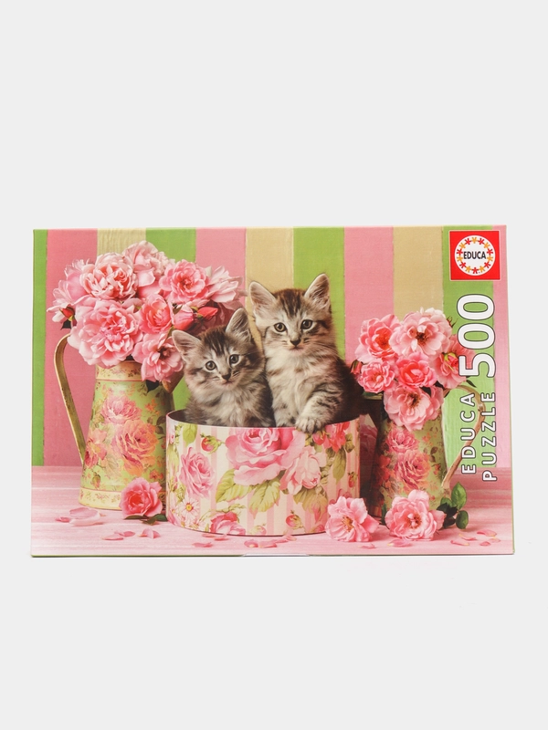 Пазл 500 деталей "Котята с розами"