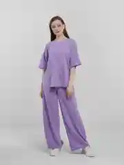 Аметистовый костюм женский, брюки широкие на резинке