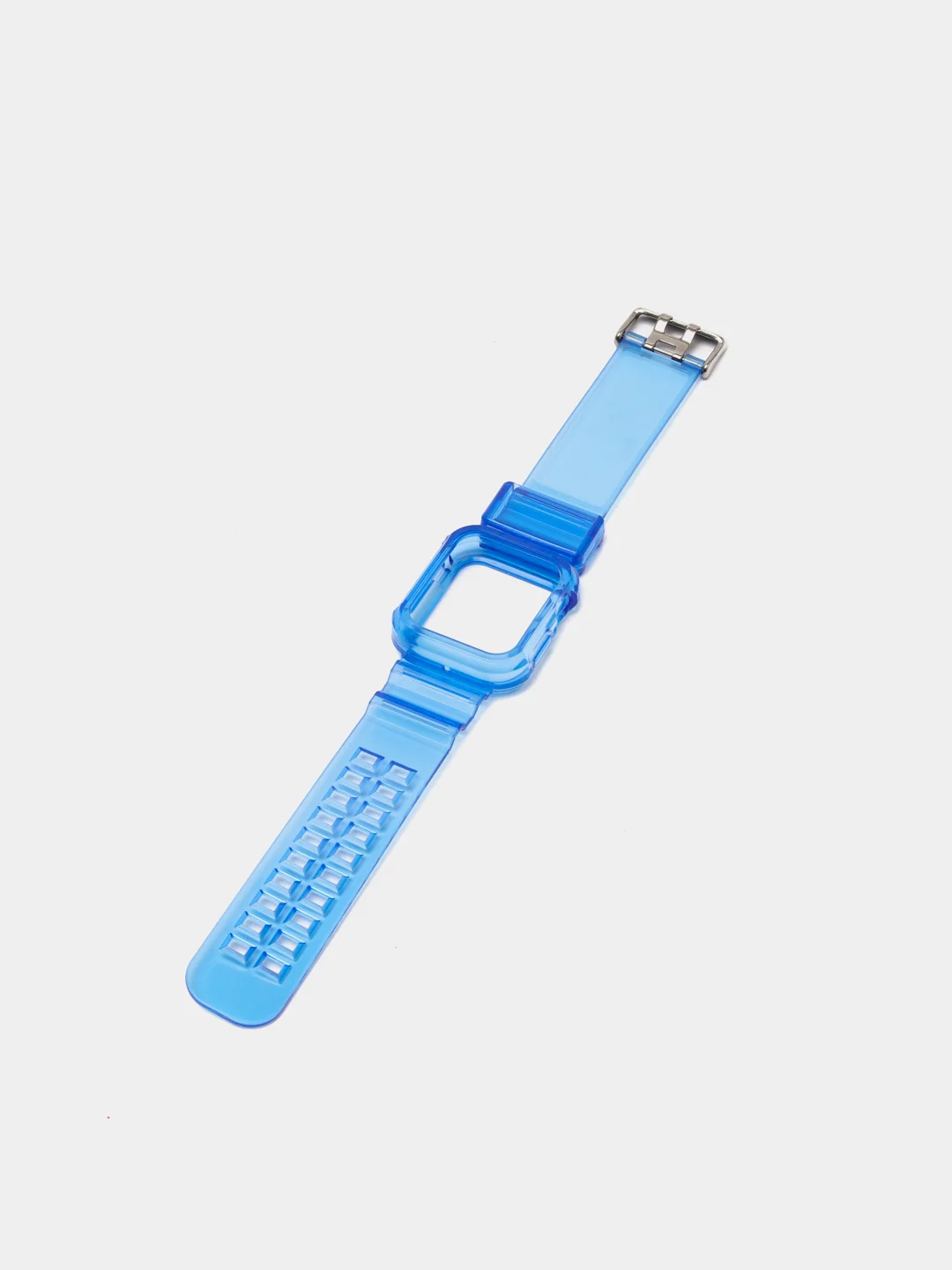 Синий ремешок для Apple Watch 38 / 40 / 41 / 42 / 44 / 45 / 49 мм браслет силиконовый прозрачный