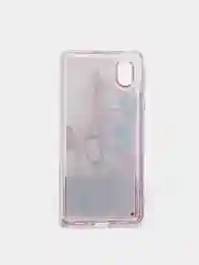 Розовый чехол Samsung Galaxy A01 Core, Галакси А01 силиконовый переливающийся жидкий с блестками