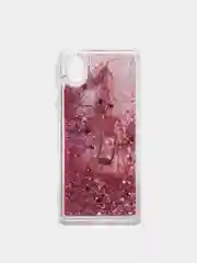 Розовый чехол Samsung Galaxy A01 Core, Галакси А01 силиконовый переливающийся жидкий с блестками