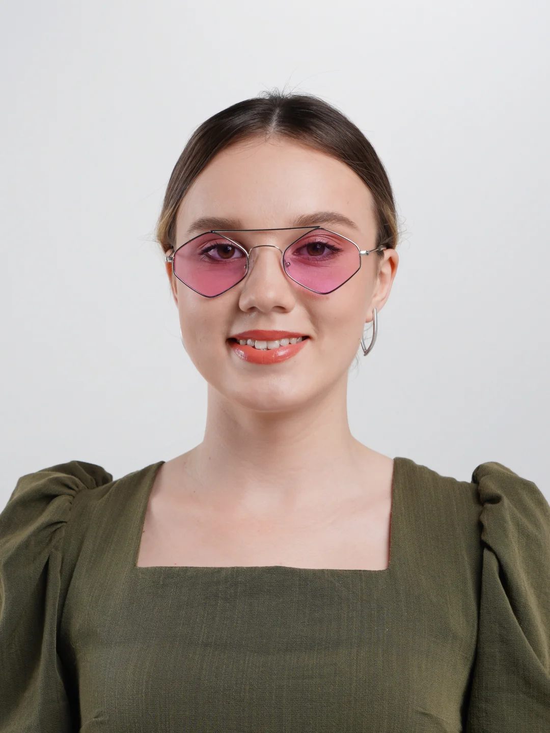 Конфетный солнцезащитные очки, унисекс, шестиугольной формы
