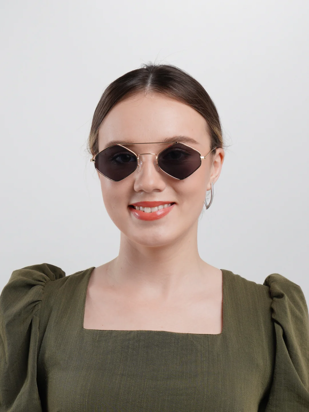 Угольный солнцезащитные очки, унисекс, шестиугольной формы
