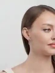 Синий серьги-конго квадратные с камнем