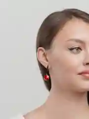 Серьги с красным камнем Swarovski вечерние, Xuping