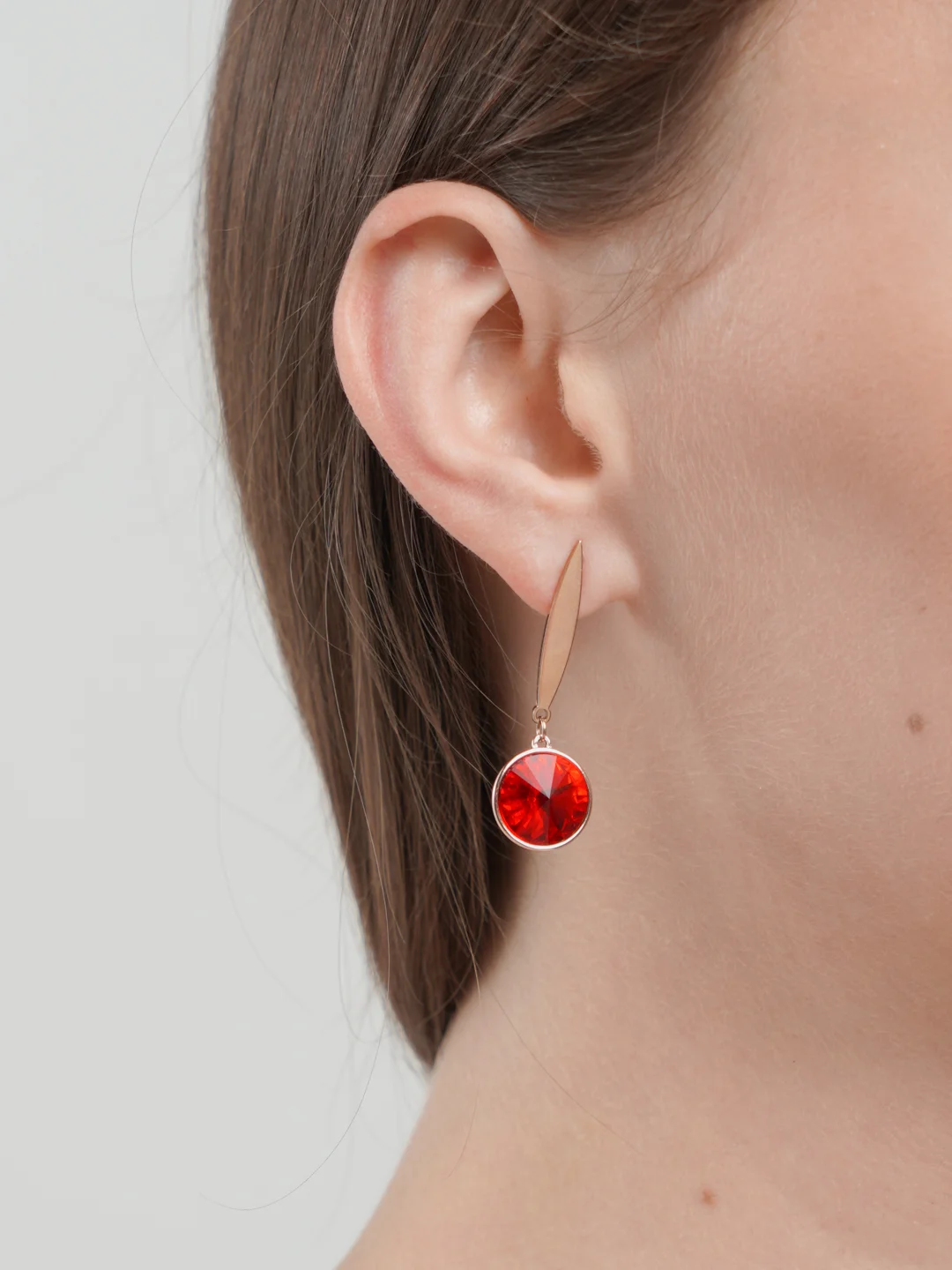 Серьги с красным камнем Swarovski вечерние, Xuping