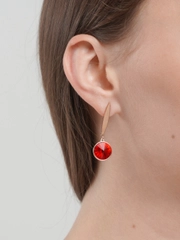 Серьги с красным камнем Swarovski вечерние, Xuping