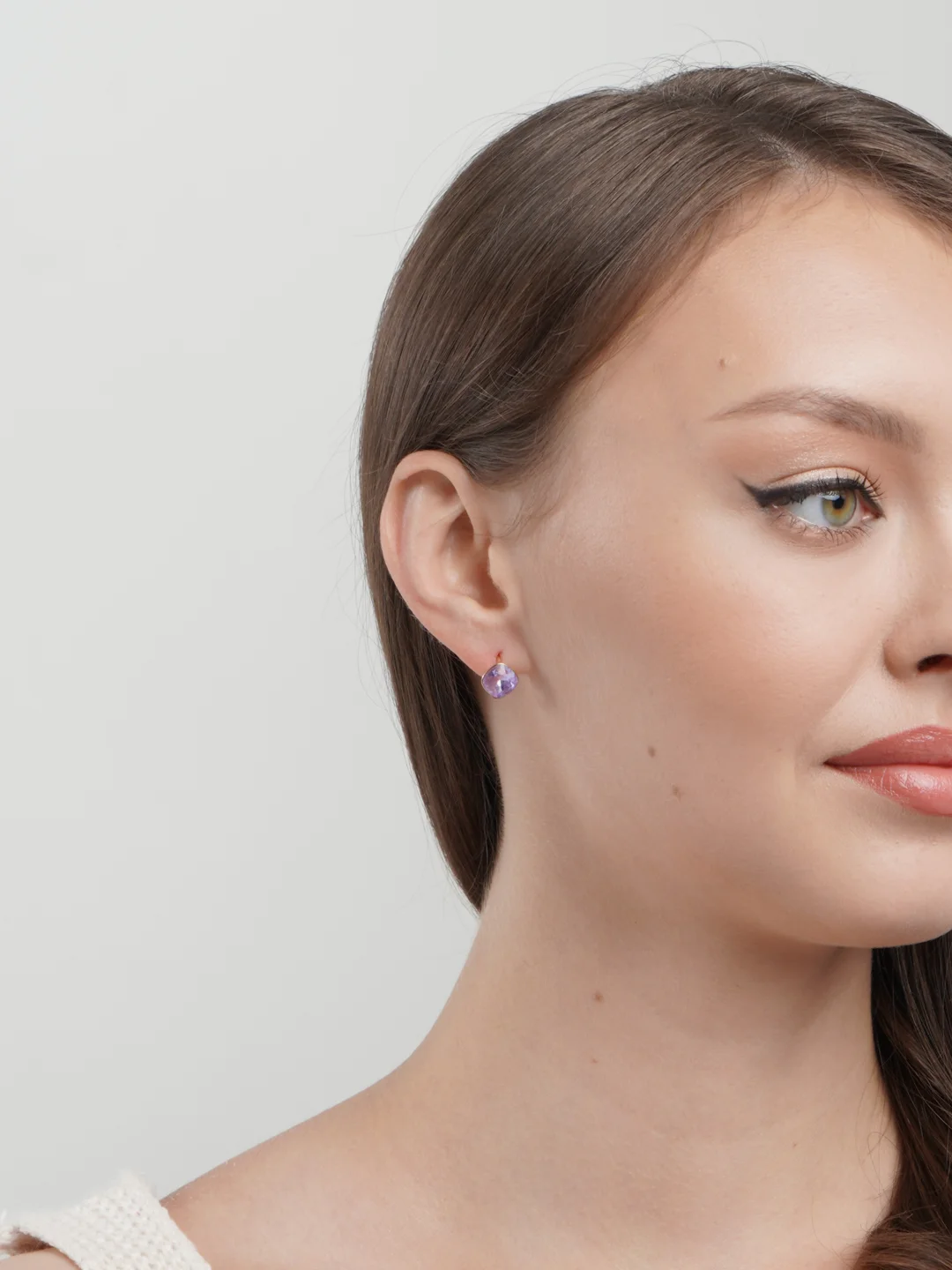 Сиреневый серьги с камнем Swarovski, Xuping, позолота