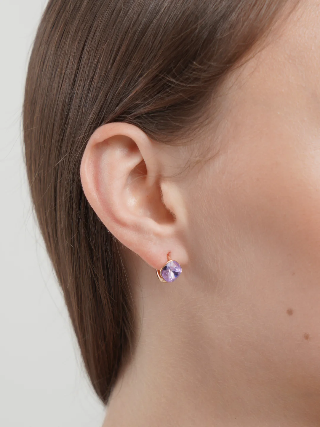 Сиреневый серьги с камнем Swarovski, Xuping, позолота