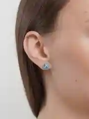Морской серьги-гвоздики с крупным камнем Swarovski