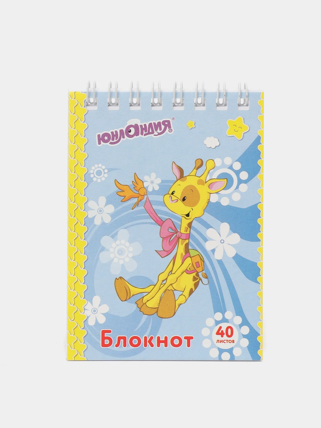 Голубой блокнот А7 "Мультяшки", в клетку, 40 листов