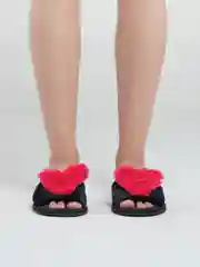 Тёмно-розовый тапочки домашние женские сердечки открытые
