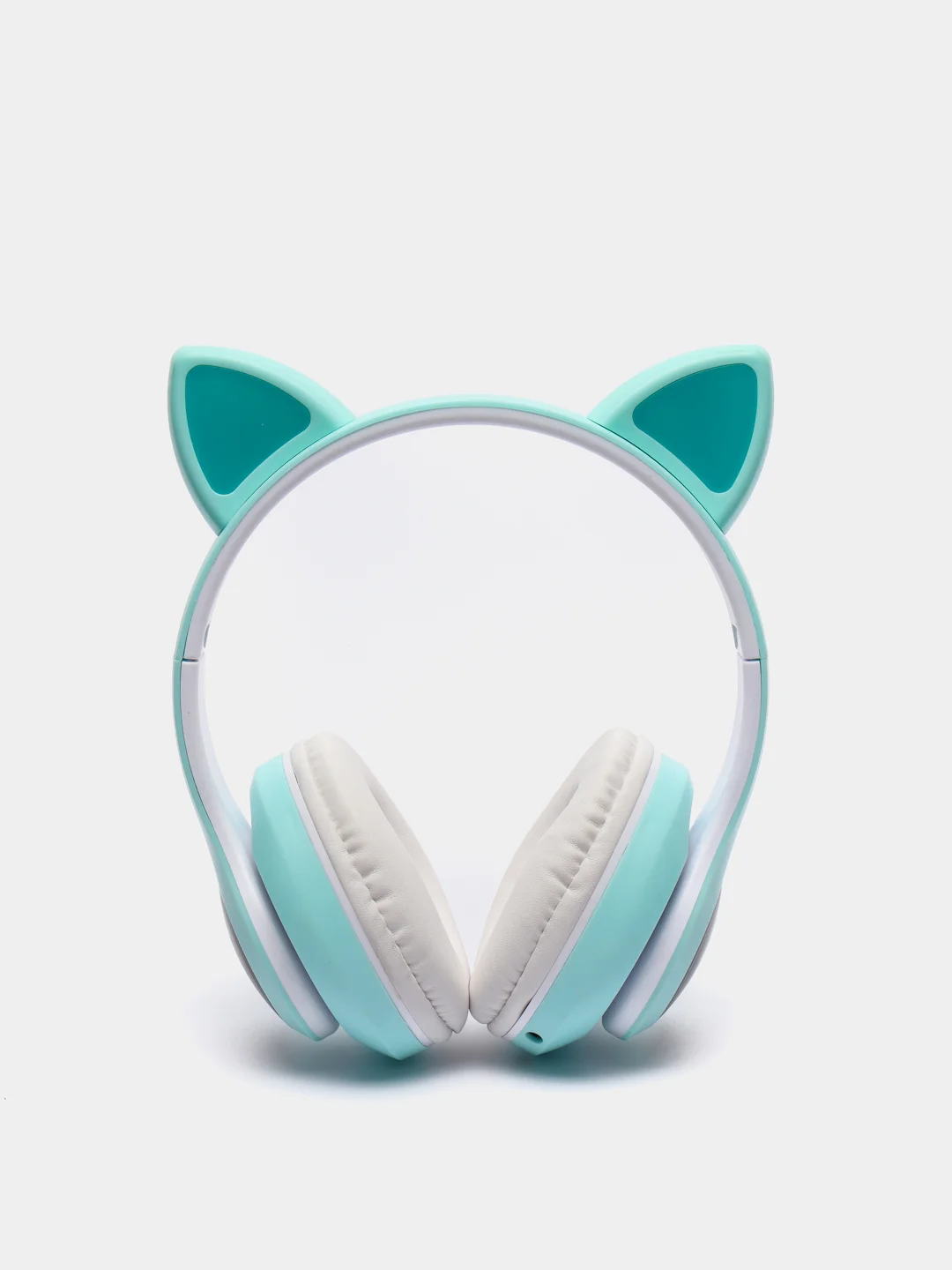 Бирюзовый беспроводные детские Bluetooth наушники "Cat STN 28", на русском языке, с кошачьими ушками