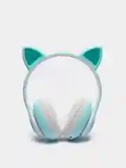 Бирюзовый беспроводные детские Bluetooth наушники "Cat STN 28", на русском языке, с кошачьими ушками