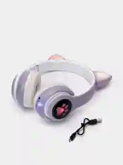 Лавандовый беспроводные детские Bluetooth наушники "Cat STN 28", на русском языке, с кошачьими ушками