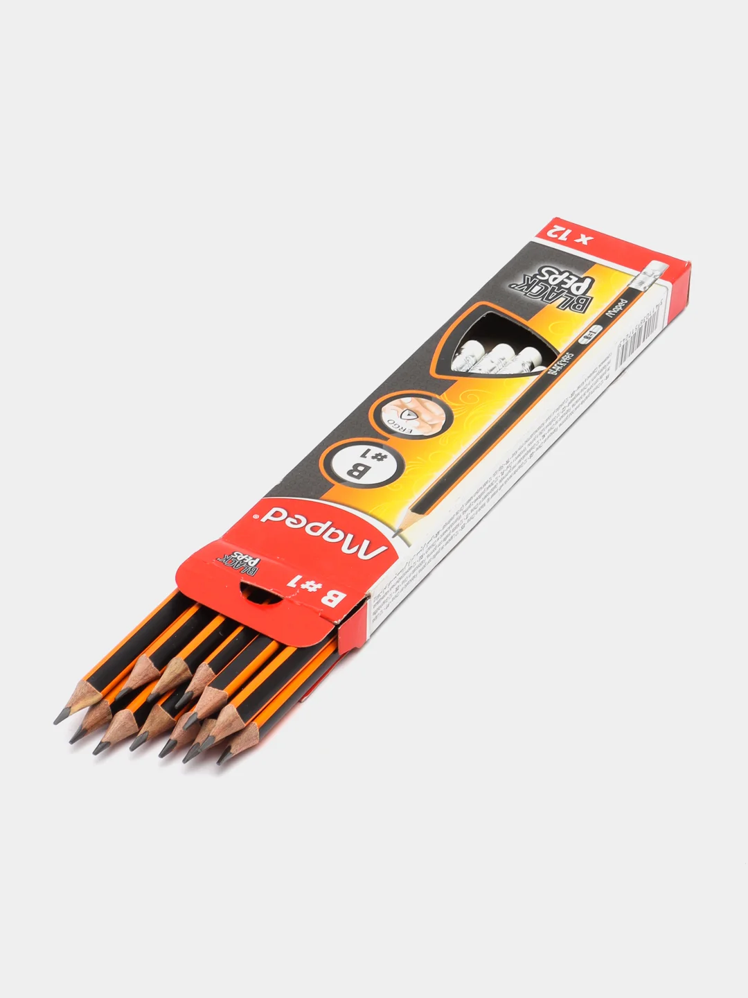 Карандаши чернографитные "Black Peps Deco" MAPED B, 12шт с резинкой