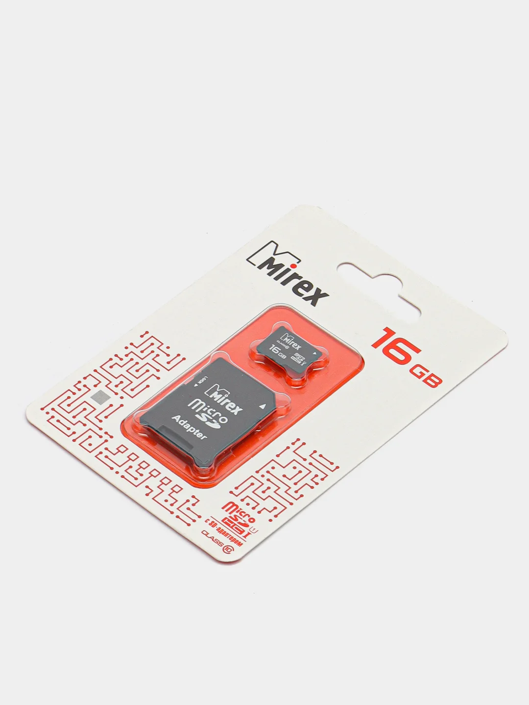 Карта памяти micro SDHC MIREX, 16GB, UHS-I, с адаптером