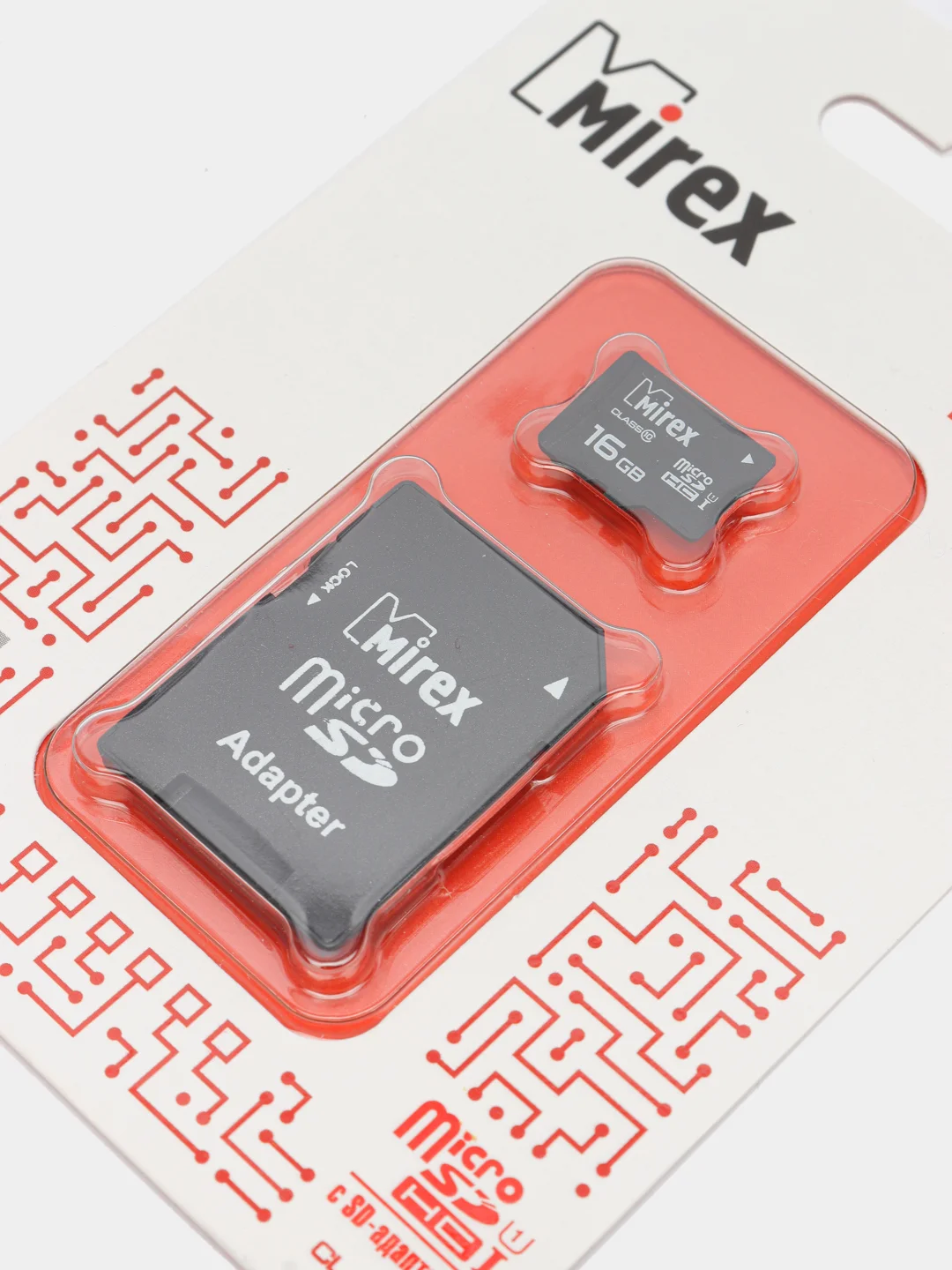 Карта памяти micro SDHC MIREX, 16GB, UHS-I, с адаптером