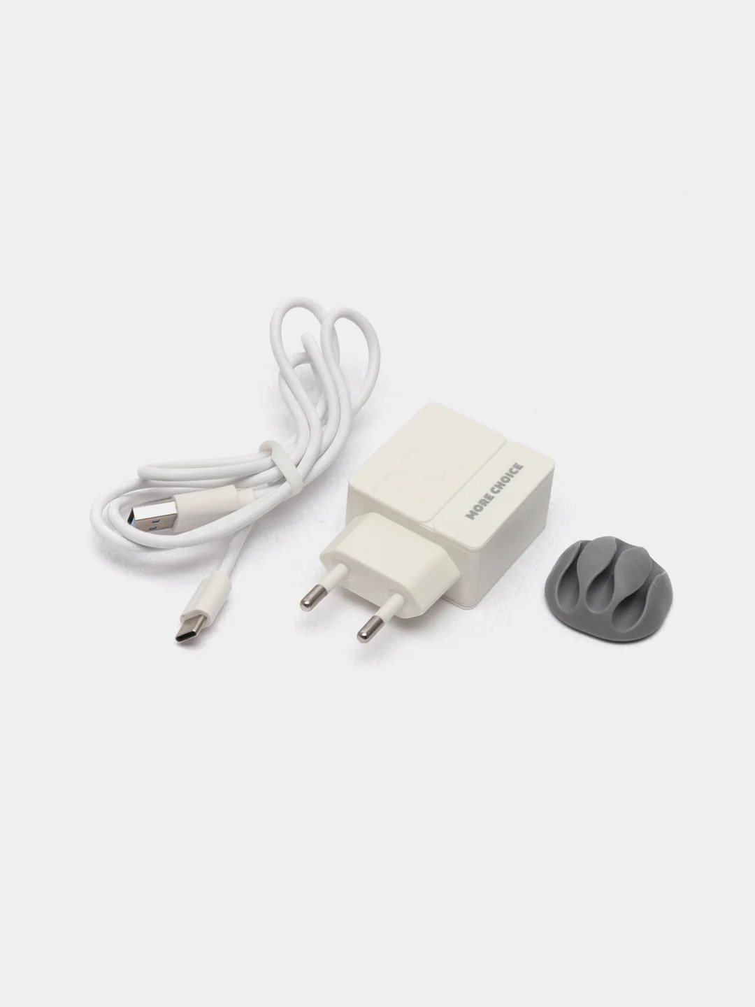 Белый сзу More Choice NC46a, 2USB, 2.4A + кабель Type-C, 1 м