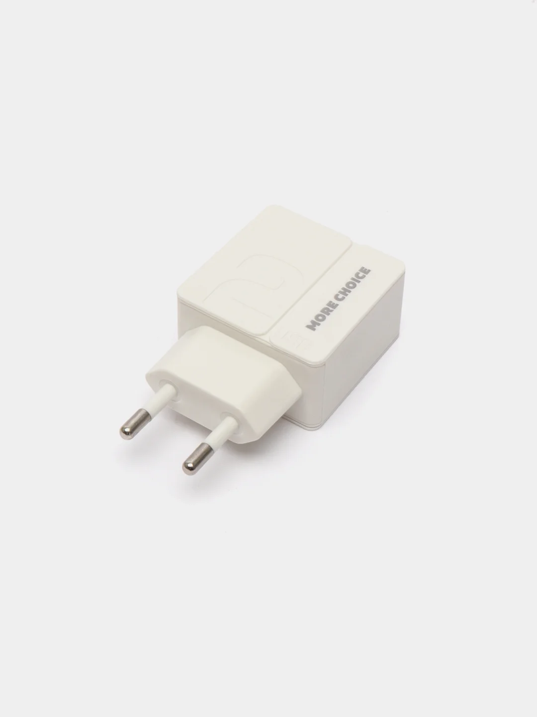 Белый сзу More Choice NC46a, 2USB, 2.4A + кабель Type-C, 1 м