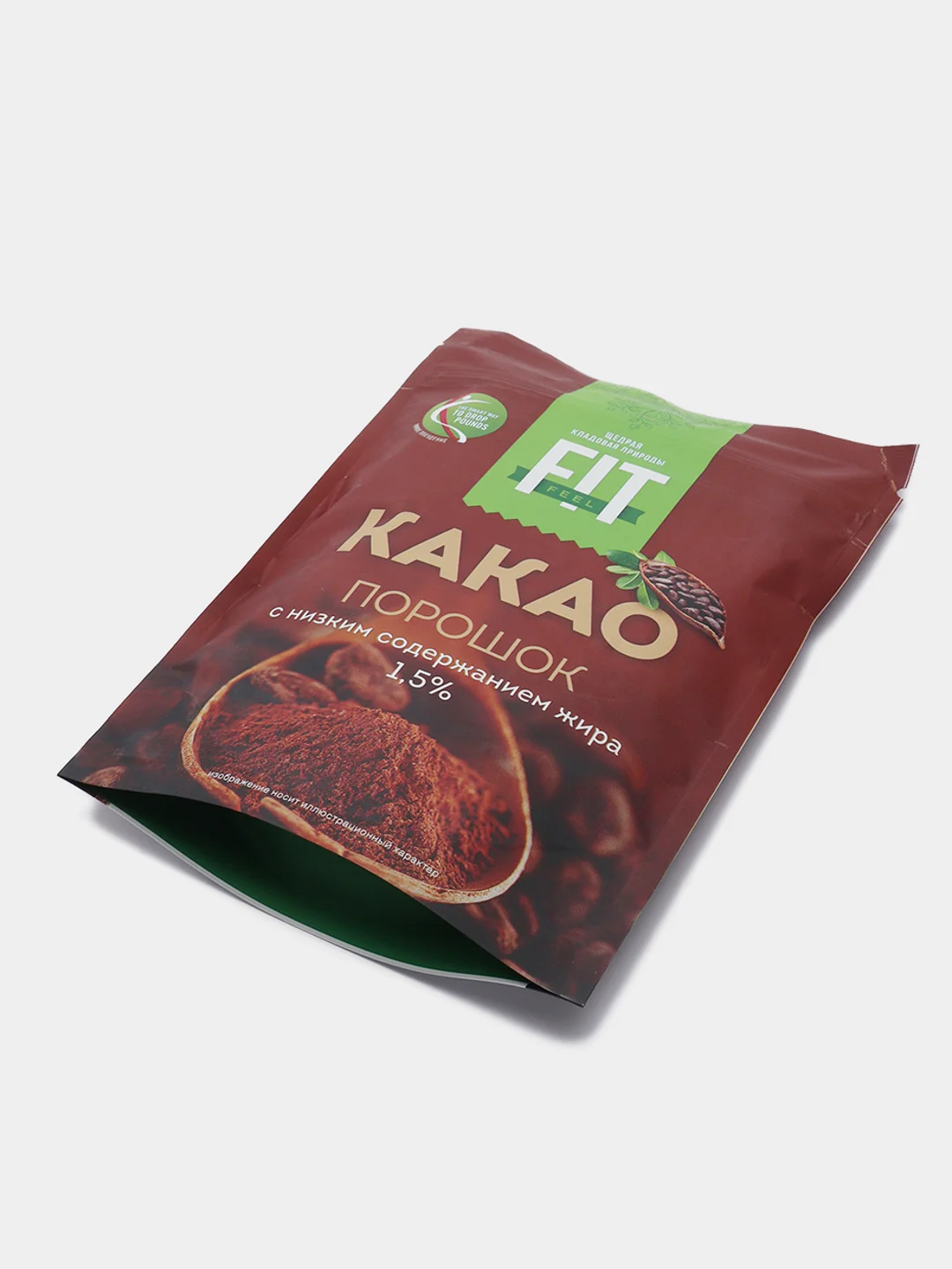 Какао-порошок FitFeel, с низким содержанием жира, 1,5%, дой-пак, 150 г