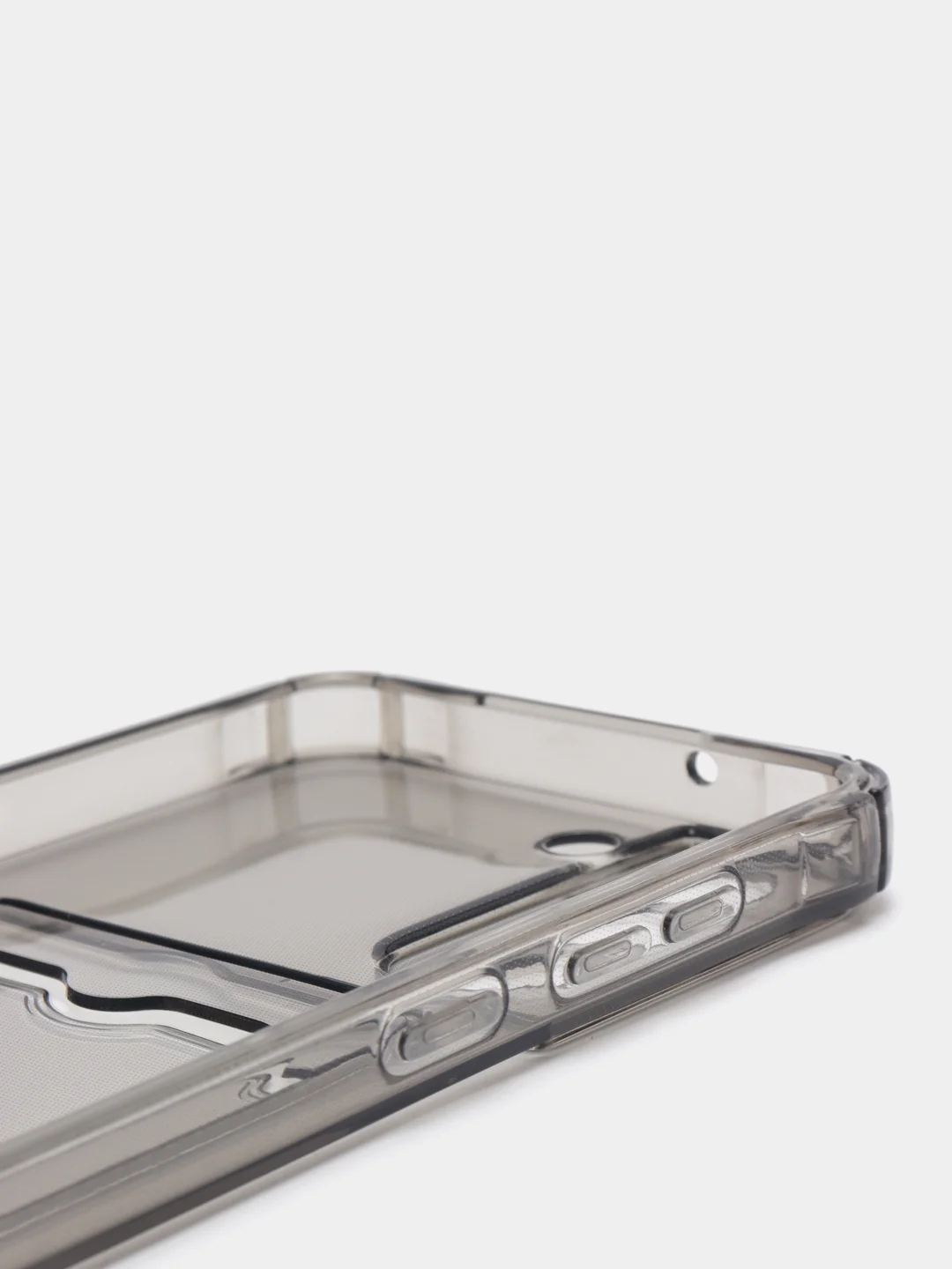 Черный чехол Samsung Galaxy S21 FE прозрачный противоударный с карманом для карты силиконовый