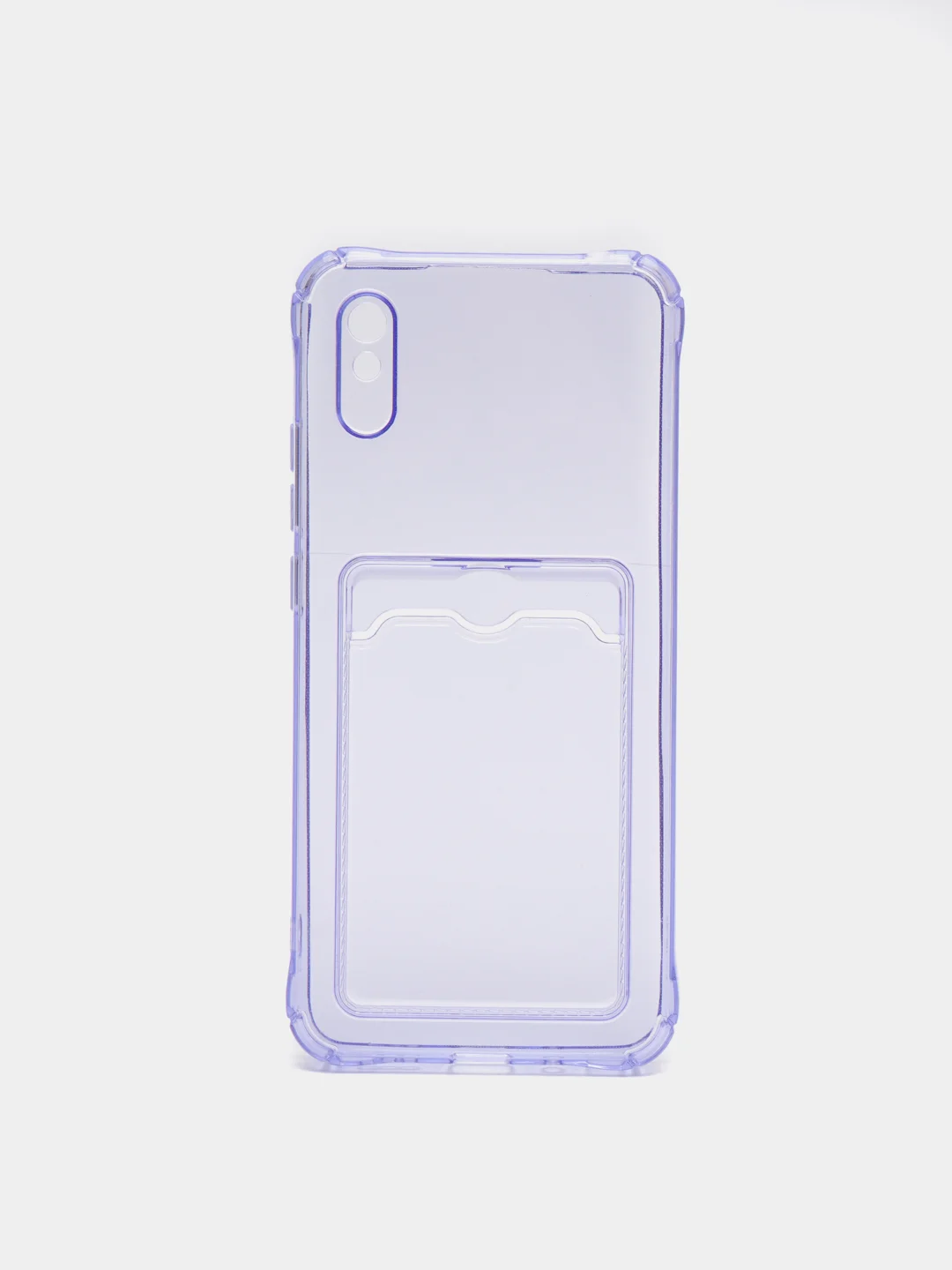 Фиолетовый чехол для Xiaomi Redmi 9A, Сяоми Редми 9А прозрачный, противоударный, с карманом для карты