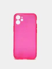Розовый чехол для iPhone 12 Mini прозрачный цветной силиконовый
