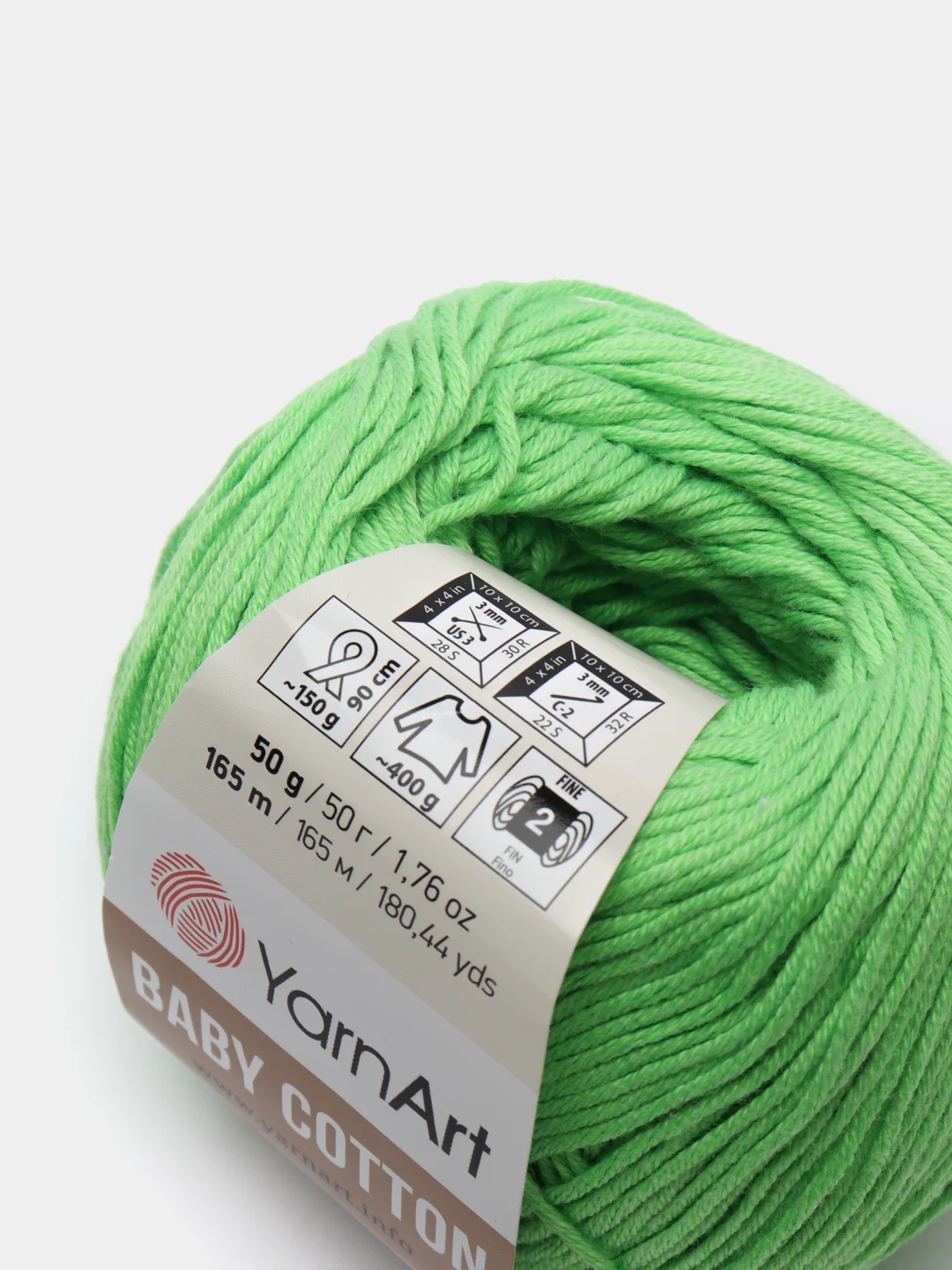 Лайм пряжа YarnArt Baby Cotton, 50% хлопок, 50% акрил, 50 г, 165 м
