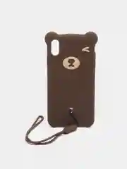 Коричневый чехол Baseus Bear Silicone Case Apple iPhone X, XS, XS Max с ремешком