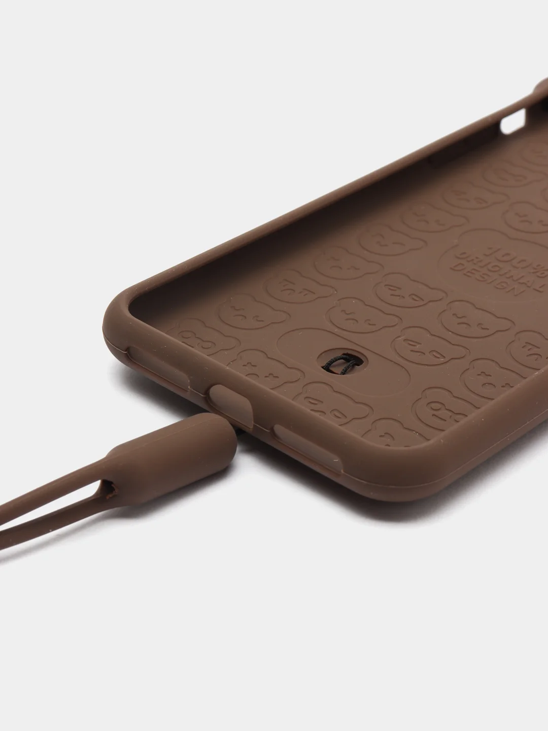 Коричневый чехол Baseus Bear Silicone Case Apple iPhone X, XS, XS Max с ремешком