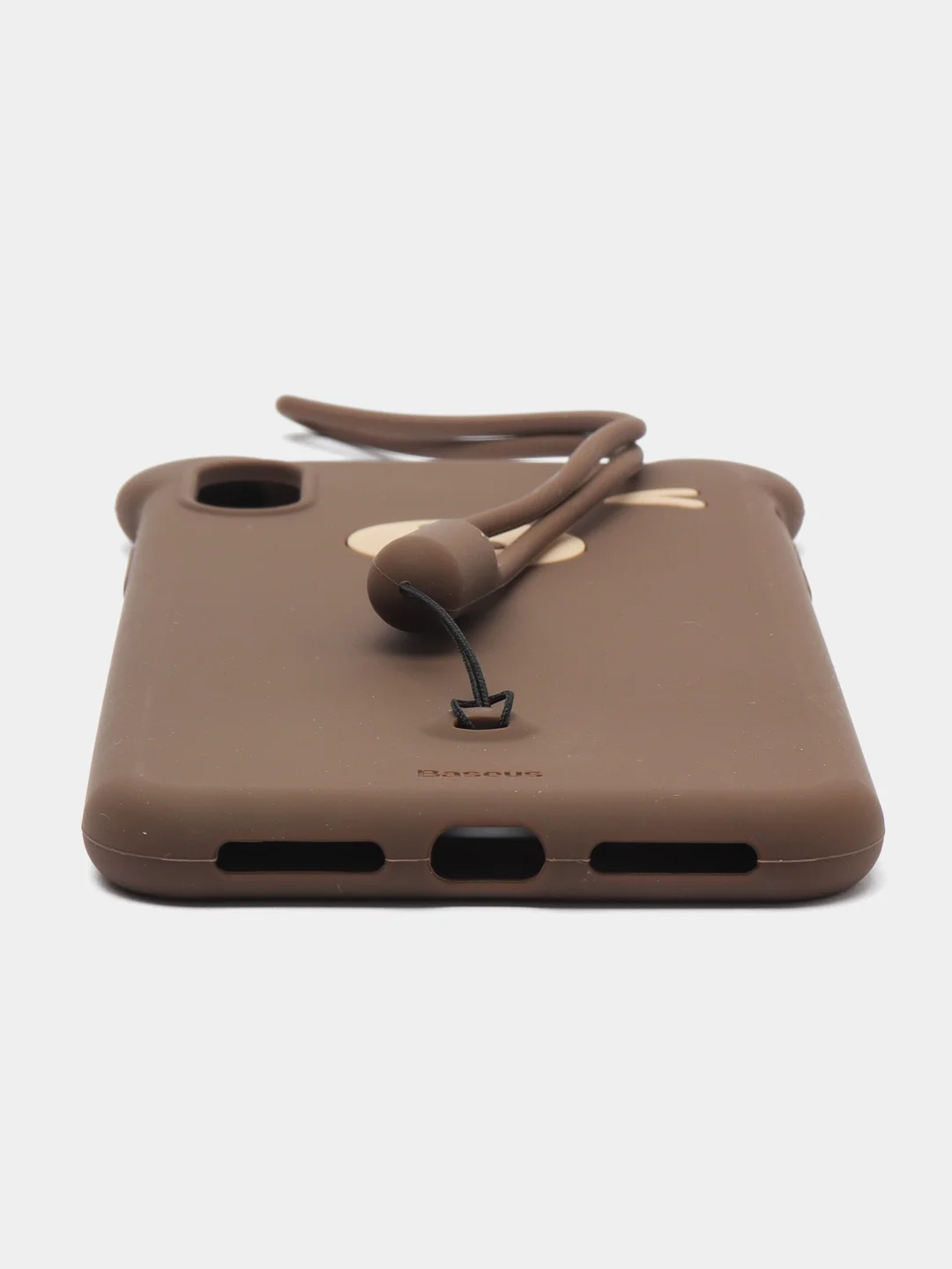 Коричневый чехол Baseus Bear Silicone Case Apple iPhone X, XS, XS Max с ремешком